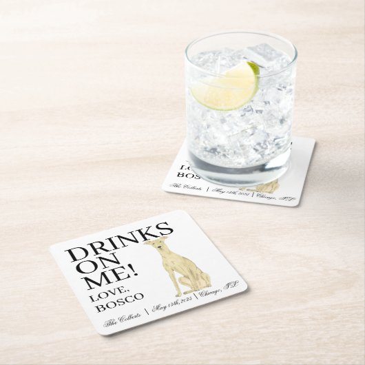 Gepersonaliseerde Fawn Greyhound Hond bruiloft Kartonnen Onderzetters (Insitu)