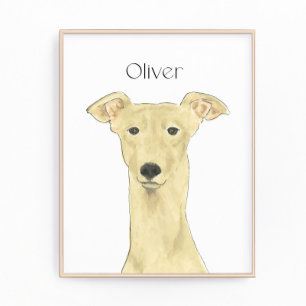 Gepersonaliseerde Fawn Greyhound Hondenkunst Foto Afdruk