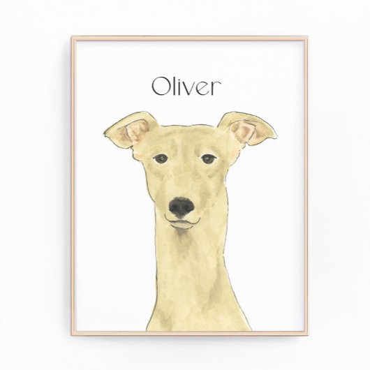 Gepersonaliseerde Fawn Greyhound Hondenkunst Foto Afdruk