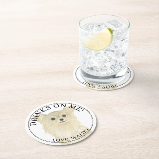 Gepersonaliseerde Fawn Long Haired Chihuahua bruil Ronde Kartonnen Onderzetter (Insitu)