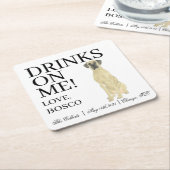 Gepersonaliseerde Fawn Masker Grote Deen bruiloft Kartonnen Onderzetters (Schuin)