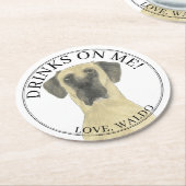 Gepersonaliseerde Fawn Masker Grote Deen bruiloft Ronde Kartonnen Onderzetter (Gebogen)