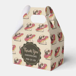 Gepersonaliseerde Fawn PUGS Donuts Favor Gable Box Bedankdoosjes