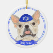 Gepersonaliseerde Fawn Tan Frenchie hond Chanoeka Keramisch Ornament (Voorkant)