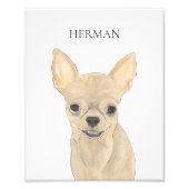 Gepersonaliseerde Fawn Tan kortharige Chihuahua ku Foto Afdruk (Voorkant)