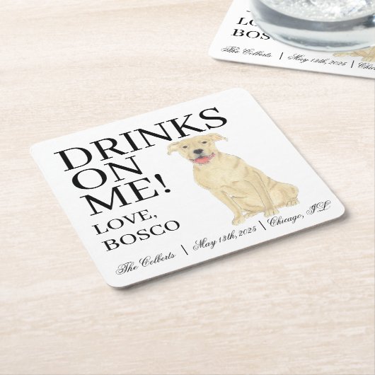 Gepersonaliseerde Fawn Tan Pitbull Staffy Hond bru Kartonnen Onderzetters (Schuin)