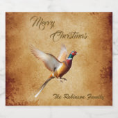 Gepersonaliseerde fazant vrolijk kerstfeest likeurfles etiket (Enkel label)