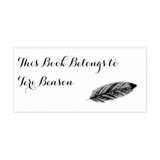 Gepersonaliseerde Feather Rubber Stamp Boek behoor Rubberstempel (Afrduk)
