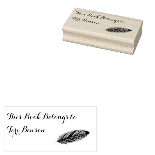 Gepersonaliseerde Feather Rubber Stamp Boek behoor Rubberstempel (Gestempeld)