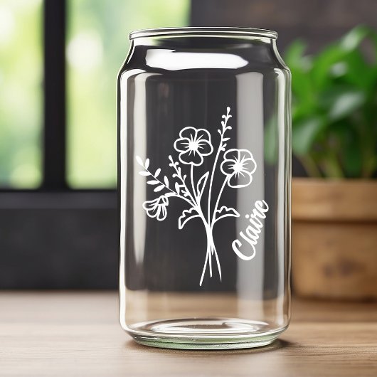 Gepersonaliseerde februari Geboorte Bloem Violets  Blikvorm Glas