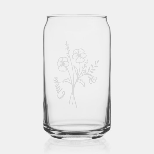 Gepersonaliseerde Februari Geboorte Maand Bloemenv Blikvorm Glas (Achterkant)