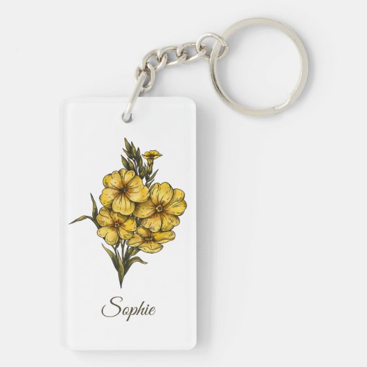 Gepersonaliseerde februari Geboortebloem Sleutelha Sleutelhanger (achterkant)