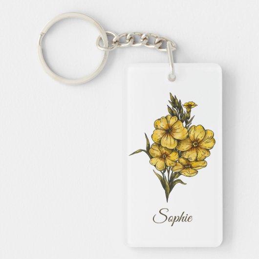 Gepersonaliseerde februari Geboortebloem Sleutelha Sleutelhanger (Voorkant)