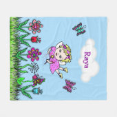 Gepersonaliseerde feeën, bloemen en vlinders fleece deken (Voorkant (Horizontaal))