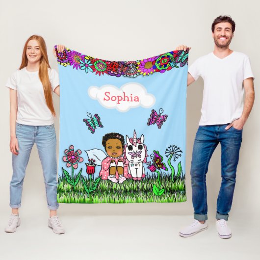 Gepersonaliseerde feeën, bloemen en vlinders fleece deken (In situ)