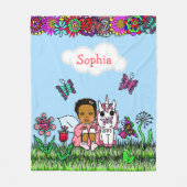 Gepersonaliseerde feeën, bloemen en vlinders fleece deken (Voorkant)