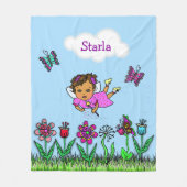 Gepersonaliseerde feeën, bloemen en vlinders fleece deken (Voorkant)