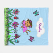 Gepersonaliseerde feeën, bloemen en vlinders fleece deken (Voorkant (Horizontaal))