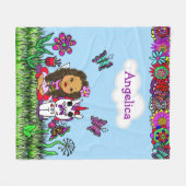 Gepersonaliseerde feeën, bloemen en vlinders fleece deken (Voorkant (Horizontaal))