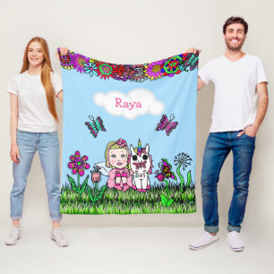 Gepersonaliseerde feeën, bloemen en vlinders fleece deken