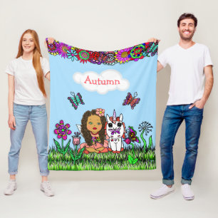 Gepersonaliseerde feeën, bloemen en vlinders fleece deken