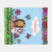 Gepersonaliseerde feeën, bloemen en vlinders fleece deken (Voorkant (Horizontaal))
