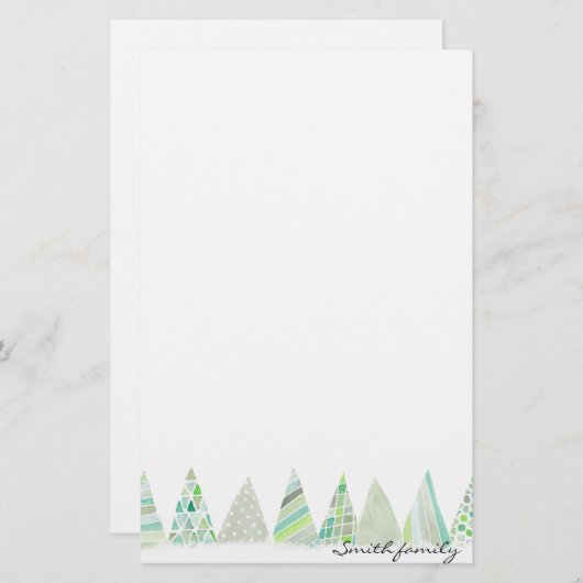 Gepersonaliseerde feestartikelen - kerstbomen briefpapier (Voorkant / Achterkant)