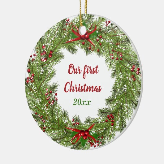 Gepersonaliseerde feestdag met kerstkeramiek Orna Keramisch Ornament (Links)