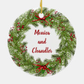 Gepersonaliseerde feestdag met kerstkeramiek Orna Keramisch Ornament (Achterkant)