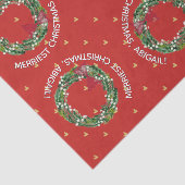 Gepersonaliseerde feestdag - Wreath & Gold Hearts Tissuepapier (Detail)