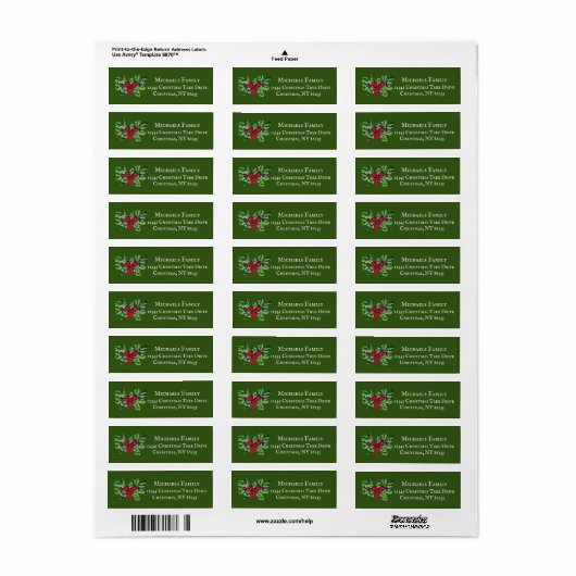 Gepersonaliseerde Feestdagen Kerst Groen Adres Etiket (Full Sheet)