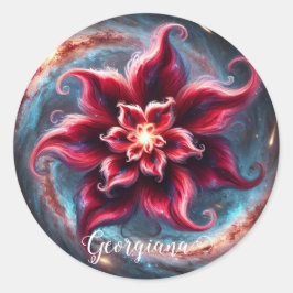 Gepersonaliseerde Feestelijke Bloemen Poinsettia G Ronde Sticker