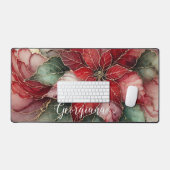 Gepersonaliseerde feestelijke bloemige alcohol ink bureaumat (Keyboard & Muis)