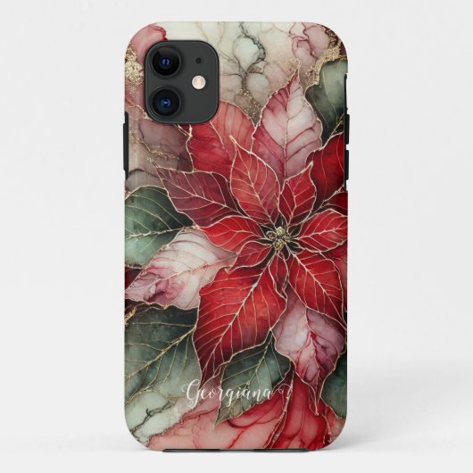 Gepersonaliseerde feestelijke bloemige alcohol ink Case-Mate iPhone case (Achterkant)