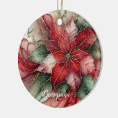 Gepersonaliseerde feestelijke bloemige alcohol ink keramisch ornament (Links)