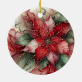 Gepersonaliseerde feestelijke bloemige alcohol ink keramisch ornament (Achterkant)