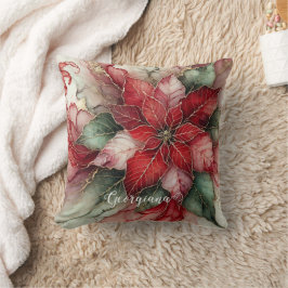 Gepersonaliseerde feestelijke bloemige alcohol ink kussen