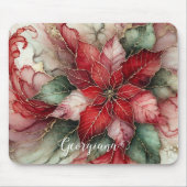 Gepersonaliseerde feestelijke bloemige alcohol ink muismat (Voorkant)