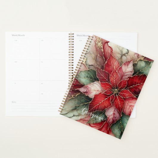 Gepersonaliseerde feestelijke bloemige alcohol ink planner (Display)