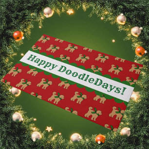 Gepersonaliseerde feestelijke Doodle Dog Red Holid Deurmat
