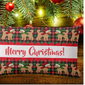 Gepersonaliseerde feestelijke Doodle Dog Red Kussen