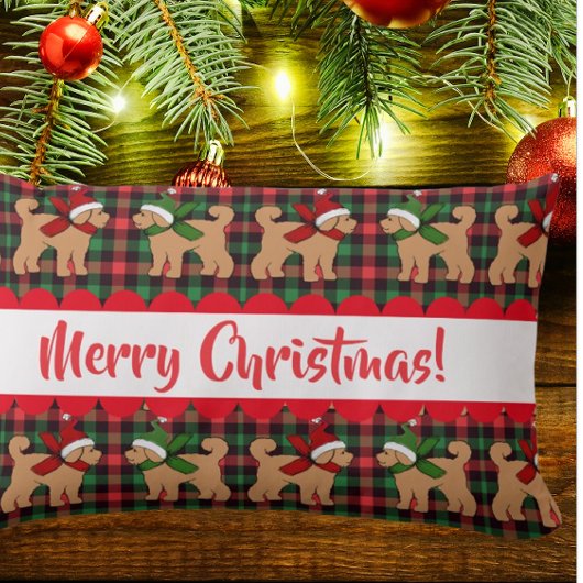 Gepersonaliseerde feestelijke Doodle Dog Red Kussen