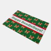 Gepersonaliseerde Feestelijke Doodle Hond Groen Ro Deurmat (Schuin)