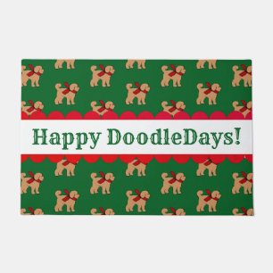 Gepersonaliseerde Feestelijke Doodle Hond Groen Ro Deurmat