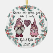 Gepersonaliseerde feestelijke feestdag keramisch ornament (Voorkant)