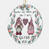 Gepersonaliseerde feestelijke feestdag keramisch ornament (Links)