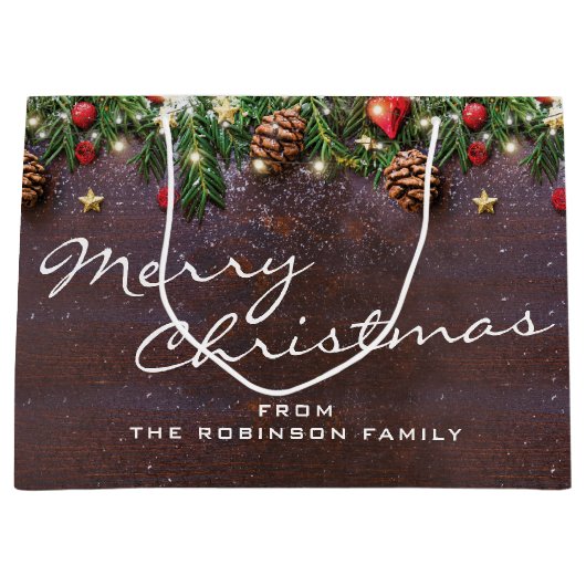 Gepersonaliseerde feestelijke feestkerst groot cadeauzakje (Voorkant)