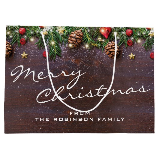 Gepersonaliseerde feestelijke feestkerst groot cadeauzakje (Achterkant)