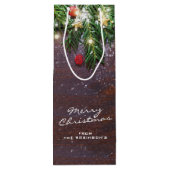 Gepersonaliseerde feestelijke feestkerst wijn cadeautas (Achterkant)