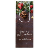 Gepersonaliseerde feestelijke feestkerst wijn cadeautas (Voorkant)